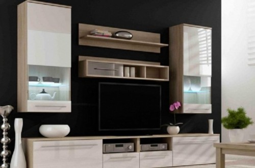 Вітальня LUNA дуб сонома- білий глянець CAMA Польща